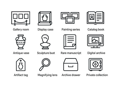 Art Collection Icons. Art Collections. Line icon set of art coll