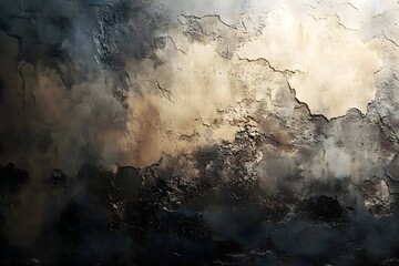 A close-up view of an old, weathered wall with peeling paint, showing textures and details. The image evokes a sense of age and decay