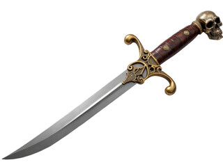 A sword with a skull designed on the blade, suitable for fantasy or medieval-themed illustrations