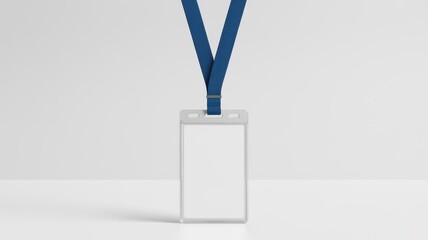 Clear plastic id card holder with blue lanyard