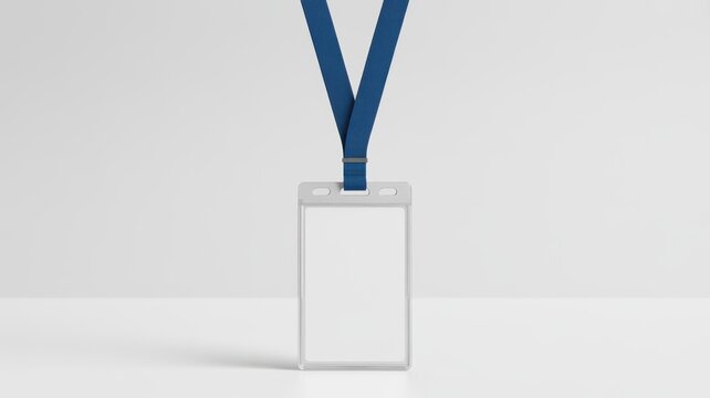 Clear plastic id card holder with blue lanyard