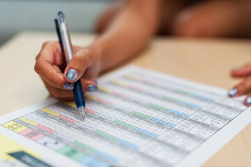 Performance metrics analysis in an office environment a close-up perspective document review