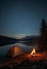 camping in the night