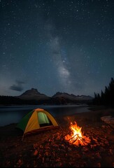 camping in the night