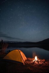 camping in the night