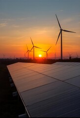 wind turbine at sunset