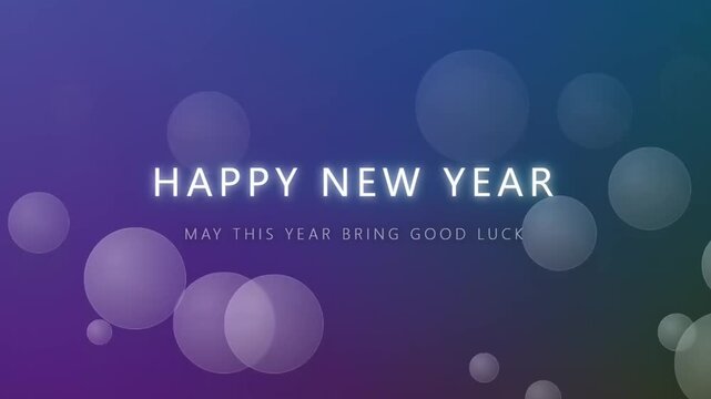 Happy New Year Celebration with Abstract Bubbles on Gradient Background.