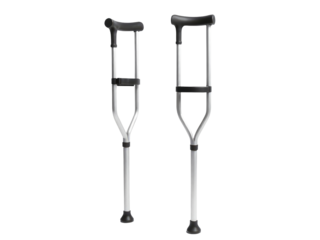 A pair of crutches with handles on a white background, great for medical or accessibility themed designs