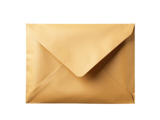 A golden envelope sitting on a plain white surface