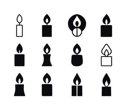 Candle Logo Variations. Candle Light. Icon set. Set Logo of cand