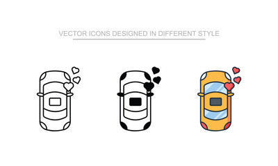 Honeymoon Car vector design in modern and trendy style icon