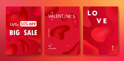 Valentine&rsquo;s Day Sale Poster Vector, Red Abstract Background, Big Discount Promotion, Love Event Flyer, 14 February Marketing Banner, Modern Typography, Romantic Design, Editable Template.