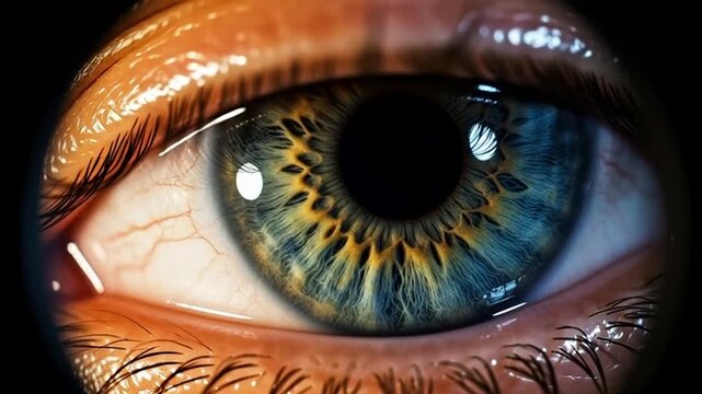 Intricate Macro View of a Human Eye Iris Showing Detail and Color Variation
