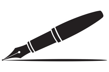 Black silhouette fountain pen icon on white background
