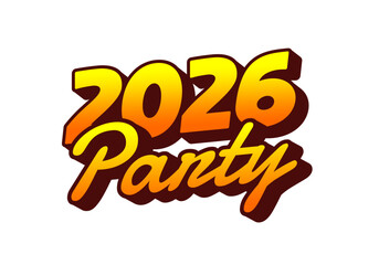 Colorful text design featuring the year 2026 and the word Party in playful font