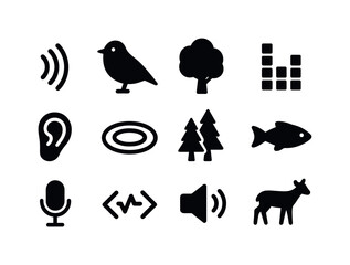 Acoustic Ecology Icons. Acoustic Ecology. Solid icon set of Acou