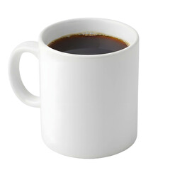 A White Ceramic Mug Filled With Black Coffee Isolated On A Transparent Background