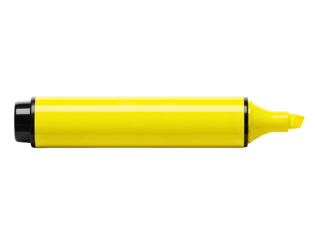 Yellow marker pen with black tip isolated on transparent background