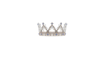 small, minimal silver and white jeweled crown with a delicate, simplistic design, no background svg