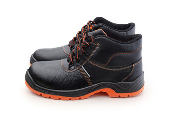 Pair of work boots isolated on white.