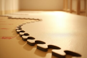 Interlocking vinyl flooring being clicked into place on a new floor