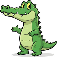 Fototapeta premium Happy Cartoon Alligator or Crocodile Mascot Character Isolated