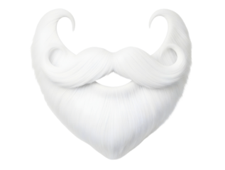 White heart shaped beard and mustache on isolated transparent background