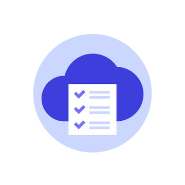 Checklist icon with cloud, flat vector design