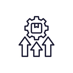increase production line icon, pictogram on white