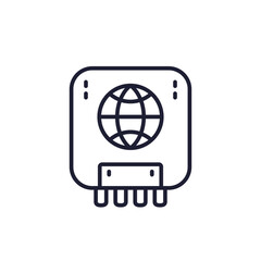 network terminal box line icon, internet modem vector
