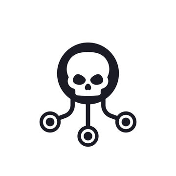 piracy icon, pirating copyrighted content vector design with skull