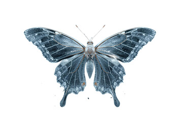 translucent light blue butterfly with dark spots and delicate, lace-like wing texture, no background svg