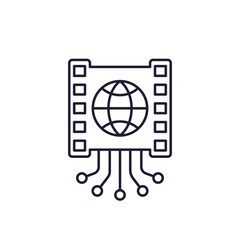 Video streaming line icon with film strip