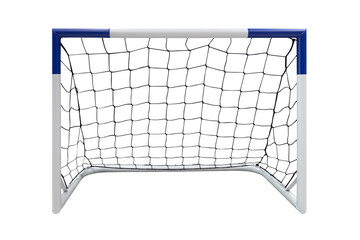 Mini football goal with net isolated on white background