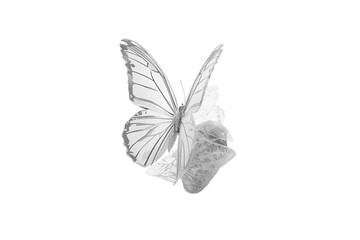 minimal white paper butterfly with folded wings and subtle shadows, no background svg