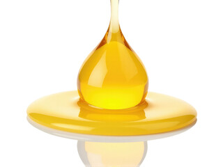 A bottle of honey sits on top of a saucer, ready for use