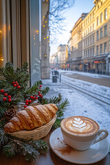 Elegant Christmas Caf&eacute; Window Reflections Scene