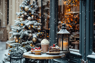 Snow-Kissed European Holiday Caf&eacute; Atmosphere
