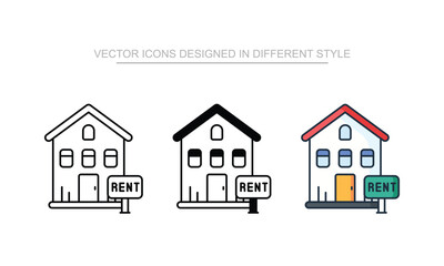 House for rent vector icon stock isolated on white sheet