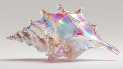 Colorful shell resting on a neutral surface displaying its unique shape and reflections in natural light