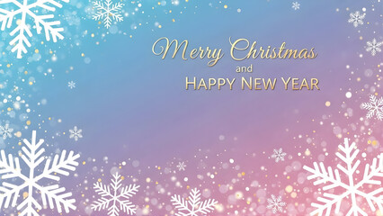 Festive winter snowflakes background with merry christmas and happy new year greeting