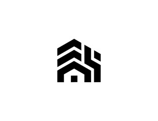 Stylized graphic logo of a contemporary building, an abstract architectural concept viewed from a frontal perspective.