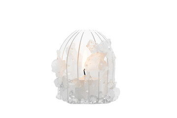 wide white wax candle with abstract ridges and light glowing from the center, no background svg