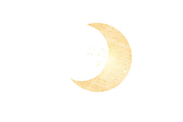 pale beige crescent moon with a subtle glitter texture and small star accents, no background svg