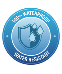 100% Waterproof and water resistant protection badge with shield icon