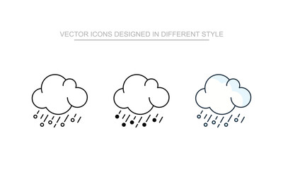 Hail icon set in different style with white background illustration