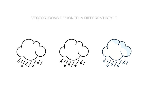 Hail icon set in different style with white background illustration