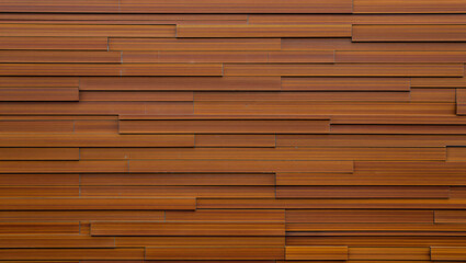 Close up of horizontal brown bamboo wall or fence with natural texture