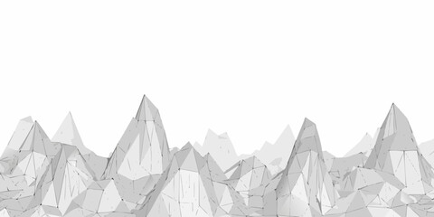 Abstract polygonal landscape with sharp peaks and minimalist geometric design © John Lee