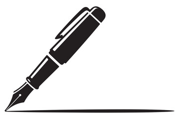 Black silhouette fountain pen icon on white background
